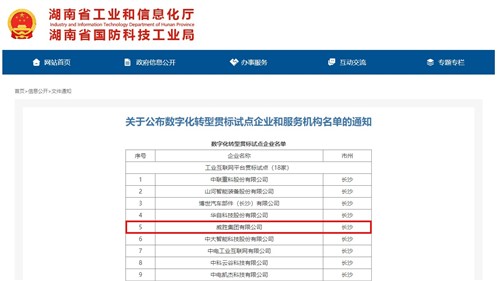 华体会·(hth)体育集团荣获湖南省数字化转型贯标试点企业称号