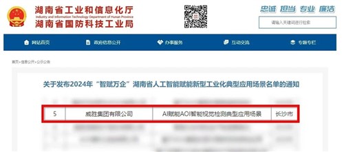 喜讯|华体会·(hth)体育集团上榜2024年“智赋万企”湖南省人工智能赋能新型工业化典型应用场景名单